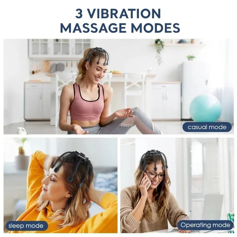 Electric Head Massager-Portable Stress & Headache Relief with 3 Vibration Modes,Comfortable Lightweight Design,Easy One-Touch Control